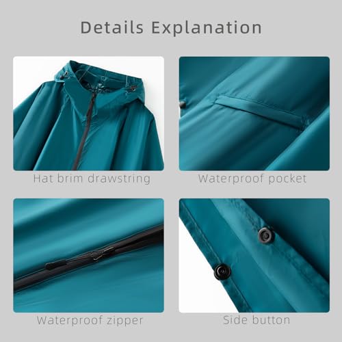 Image of Hooded cape style waterproof raincoat suitable for outdoor activities, hiking, mountaineering, and both men and women