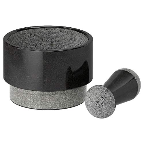 Pestle and Mortar, Mármol Negro, Tamaño del producto: Altura: 10 cm Diámetro: 14 cm, Materiales: mármol, aceite