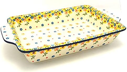 Polish Pottery Baker - Rectangular with Tab Handles - 7 cups - Buttercup