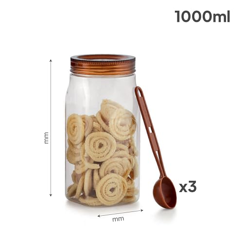 Image of CELLO Retro Kitchen Storage Jars Set of 3, (3 x 1000 ml) | Premium Food Grade Quality, BPA Free, Air Tight See-Through Container | Multipurpose Plastic Storage Container For Home Kitchen Gift