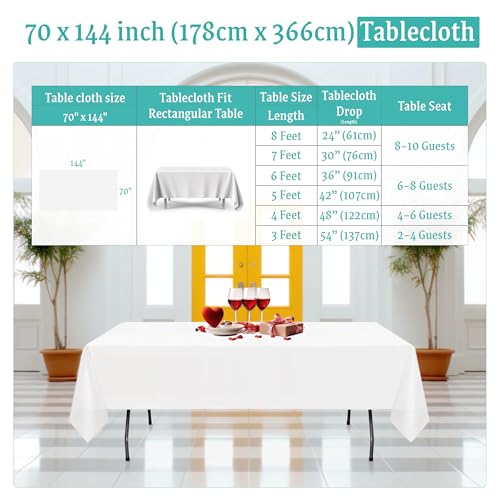 Nappe rectangulaire blanche 177x365 cm en polyester lavable Lot de 10