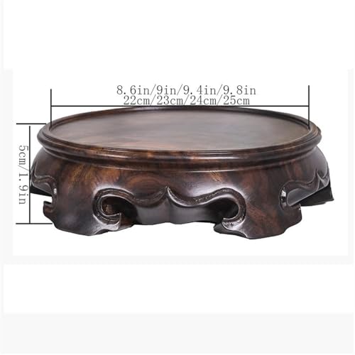 Soporte para plantas pequeño para evitar manchas base redonda de madera de ébano maciza 2