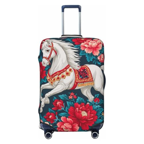 Retro Running Horses Pattern Elastic Travel Luggage Covers Dustproof Scratch-Resistant Suitcase Protector Fit 22-24 Inch