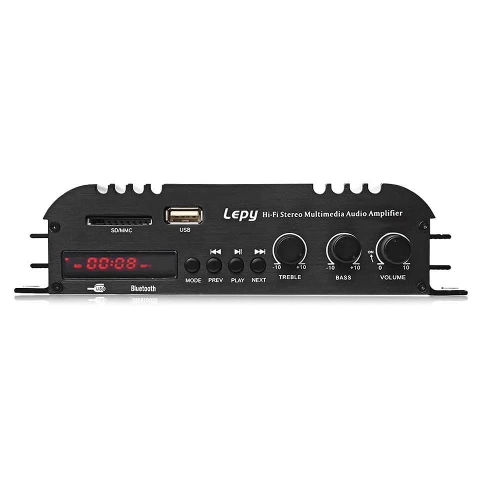 LP-269S Wzmacniacz Bluetooth, 2-kanałowy odtwarzacz multimedialny HiFi, stereo, 45 W, z zasilaczem 5 A, do samochodowego wzmacniacza silnika, czarny