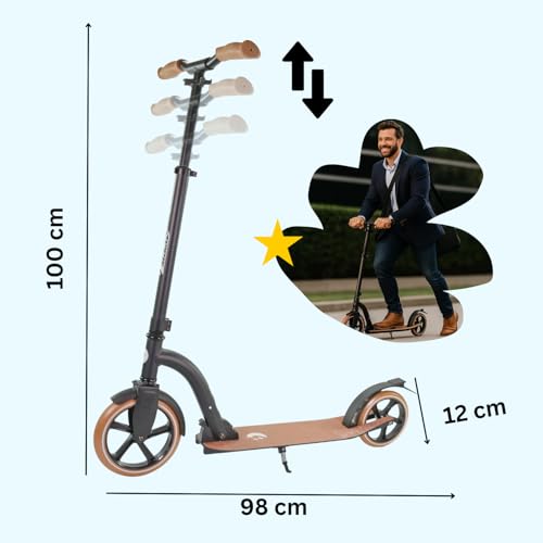 BEST SPORTING B Vintage Scooter Kinder & Erwachsene in schwarz I Kinder-Roller mit 230er Rolle I hochwertiger Cityroller I Scooter-Roller f&uuml;r bis zu 100 kg I Tretroller Erwachsene klappbar