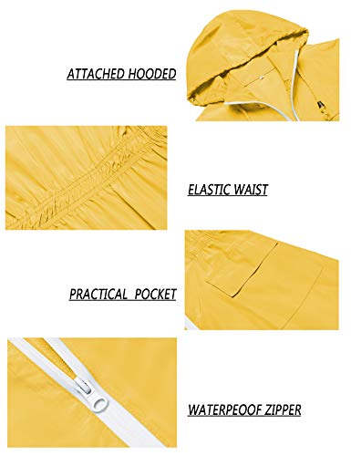 Lomon Women Waterproof Lightweight Rain Jacket Active Outdoor Hooded Raincoat (M, Yellow) #TOP6