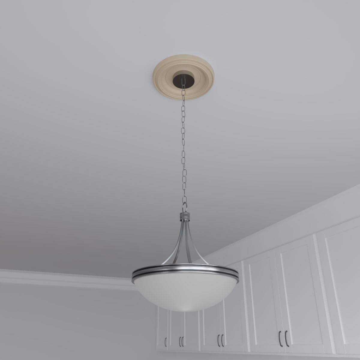 Ekena Millwork CMP10TRGBE Geleneksel Termoform PVC Tavan Madalyonu (5 1/2 cm'ye kadar kanopilere uyar), 10" OD, UltraCover Saten Smokey Bej