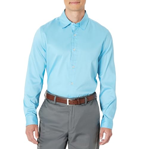 Amazon Essentials Camisa de Vestir Elástica de Manga Larga, Corte Estándar y Resistente a Las Arrugas Hombre, Azul Cielo, XL