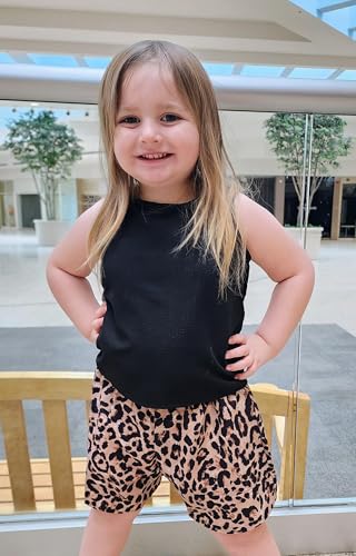 Image of Arshiner Girls Summer 2 Piece Outfit Sleeveless Top and Paperbag Waist Shorts with Pockets Kids Shorts Set Ages 5-13