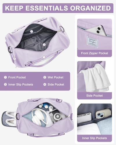 Image of Gym Bag Womens Mens with Shoes Compartment and Wet Pocket Travel Duffel Bag for Women for Plane Sport Gym Tote Bags Swimming Yoga Waterproof Weekend Overnight Carry on Bag Hospital Holdalls