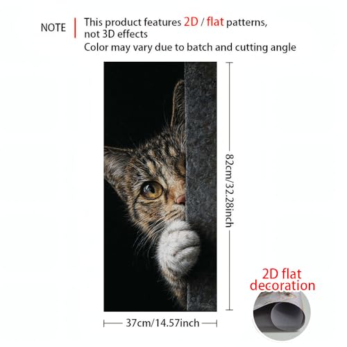 Image of 2 PC Trash Can Sticker 14.57 x 32.28 Inch Cat Peeking Tree Hollow Design Vinyl Sticker with Green Eye and Paw Pattern for Outdoor Garbage Bin Garden Yard Driveway Home Decor