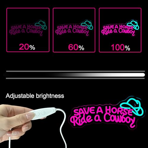 Nosun Save A Horse Neon Sign Cowboy neon signs for Wall Decor Adjustable Brightness Led Sign LED Colorful Signs Light for Bedroom Home Bar Club Hotel Party Decor — view 4