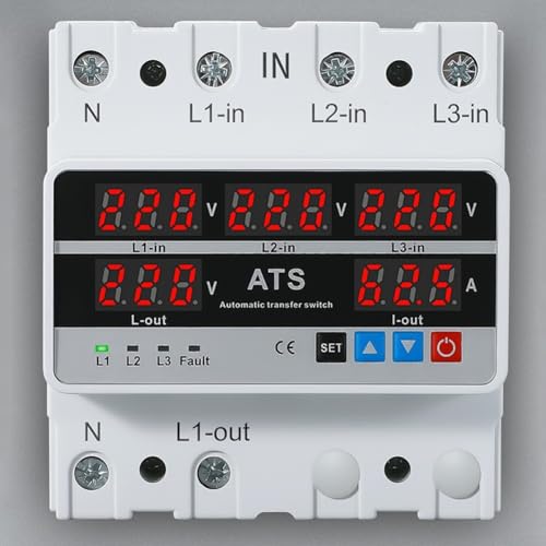 Relais de sur/sous-tension triphasée 63A rail DIN système ATS 220V - 6