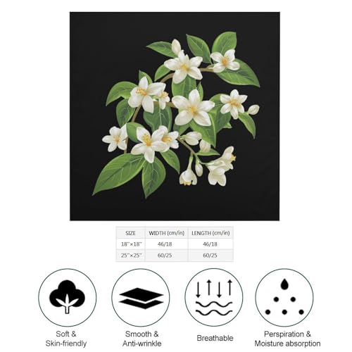 Jasmine Flowers Stem Womens Silk Scarf Soft Bandana Head Scarf Hair Warp2