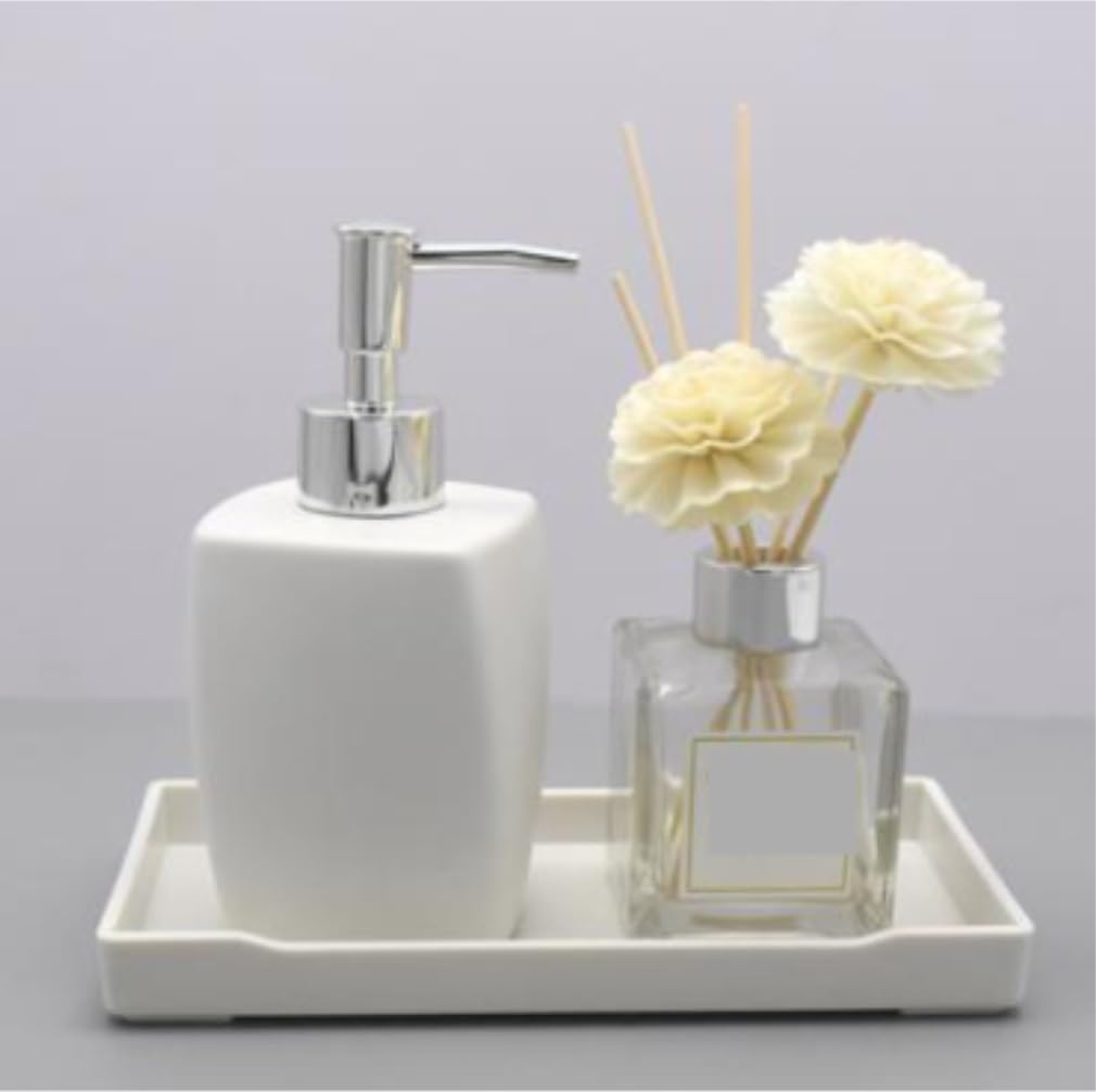 Dispensador de Jabón Líquido Dispensador De Jabón Y Loción Cerámica, Botella Líquido Decorativa Vacía Rellenable con Bomba Botellas de Aseo(Black)