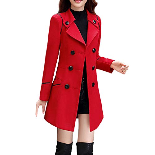 Aadiju Women's Wool Double Breasted Coat Elegant Long Sleeve Work Office Fashion Jacket Outwearcoat