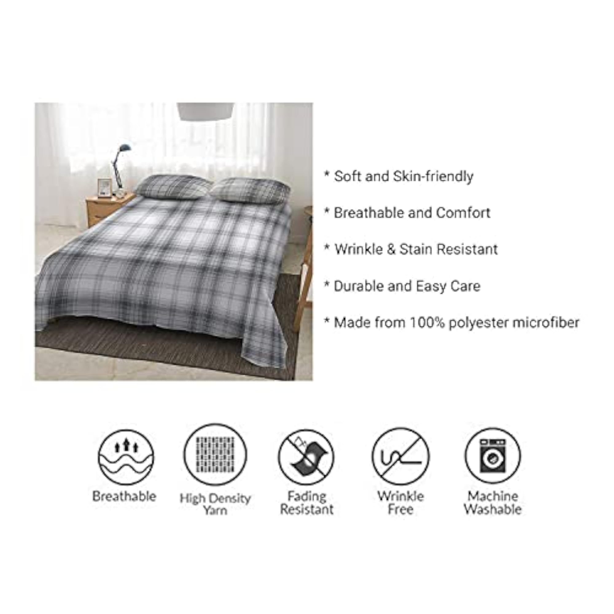 King Size Microfiber Bedsheet Set, 3-Piece Warm Winter