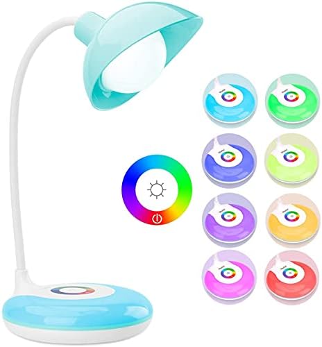 mafiti Kids Desk Lamp,LED Children Table Lamp,Dimmable Kids Lamp ,Eye-Caring USB Rechargeable,RGB Base Touch Control, Adjustable Gooseneck, Reading Night Light for Kids Christmas Birthday Gift