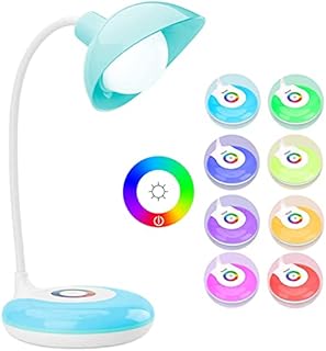 mafiti Kids Desk Lamp,LED Children Table Lamp,Dimmable Kids Lamp ,Eye-Caring USB Rechargeable,RGB Base Touch Control, Adjustable Gooseneck, Reading Night Light for Kids Christmas Birthday Gift