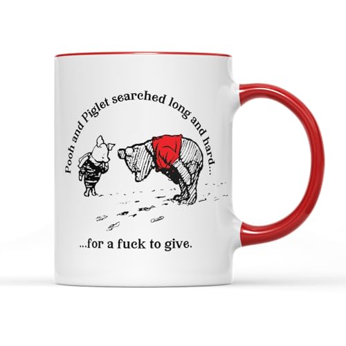 Willow Gifts Pooh and Piglet Searched Long and Hard... Coffee Tea Mug Funny Winnie Novelty Joke Oldschool Cartoon Humour Present Gift (Red Handle)