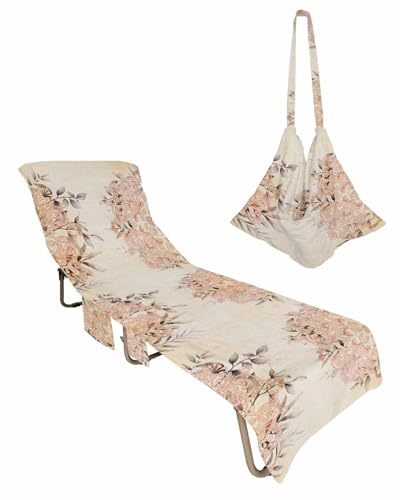 Retro Orange Boho Beach Lounge Chair Towel Cover, Soft Chaise Lounge Towel with Side Pockets Patio Pool Chairs Cover for Beach/Pool Sunbathing 29x85 Modern Abstract Art Botanical