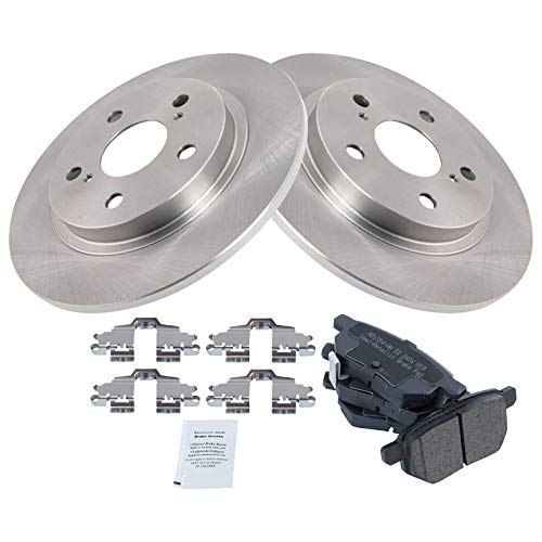 Image of TRQ Rear Brake Pad and Rotor Set Semi Metallic Solid Rotors