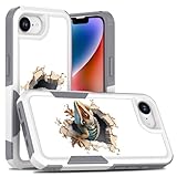 Candykisscase Case for iPhone 16E, Unique Animal Pet Design Shock-Absorption Hard PC and Inner Silicone Hybrid Dual Layer Armor Defender Case for iPhone 16E (Cute Lizard) White