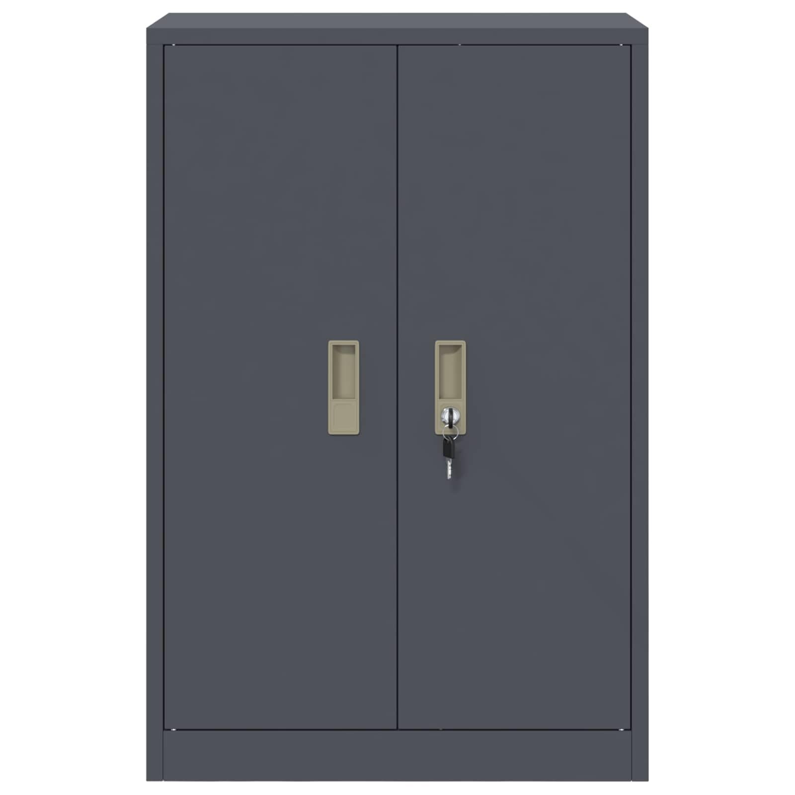 Armadio Portaoggetti Antracite in Acciaio 60x40x90 cm con ante chiudibili, spazio per documenti e raccoglitori, compatibile per ufficio, home office e studio