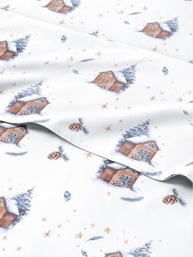 King Christmas Home Sheet Set - Holiday Xmas Pattern Bedding Set - Deep Pockets - Snug Fit - 4 Piece - Wrinkle Free & Easy Care - Comfy Festive Winter - Holiday Sheets for Women, Men, Kids and Teens