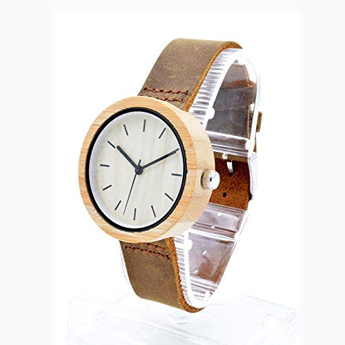 Preisvergleich Produktbild HRQ Holzuhr - Umweltfreundliche Quarzuhr, handgefertigt, runder Modetrend, vielseitige einfache Holzuhr, Souvenir S133