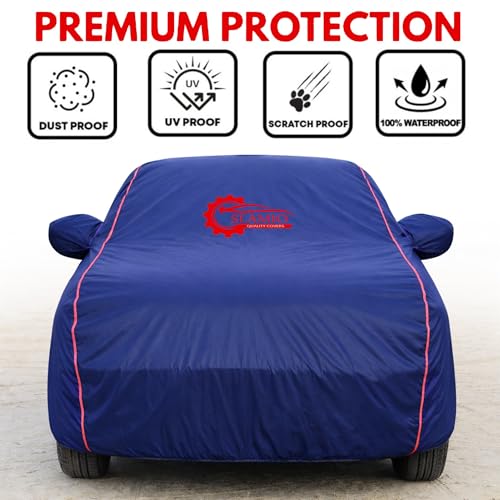 Image of 100% Waterproof Car Cover for BYD E6 | All-Weather, Dustproof & UV Protection | Heavy-Duty 3-Layer Fabric | Custom Fit with Mirror & Antenna Pocket | Navy Blue