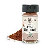 Organic Ghost Pepper (Smoked Bhut Jolokia) - 1.9 oz Ground in Glass Bottle, Non-GMO, Whole30 Approved, Non-Irradiated, 100% Pure Ground Chili Pepper