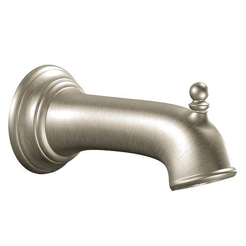 Moen Brantford Brushed Nickel Replacement 7.25-Inch Tub Diverter Spout with 1/2-Inch Slip Fit Connection 3857BN