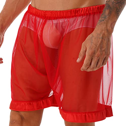 JanJean Mens Sheer Mesh See-Through Shorts Casual Lounge Bottoms Underpants Underwear Nightwear2