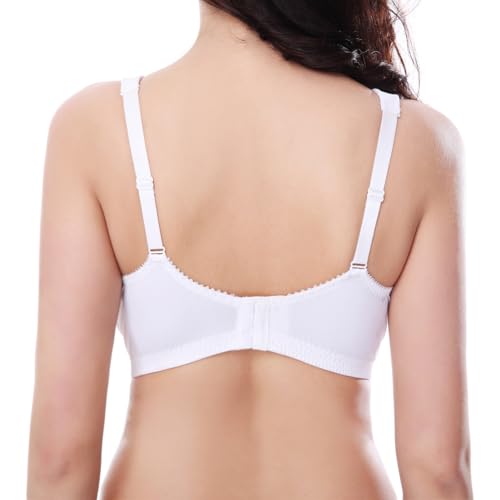 Image of Curve Muse Plus Size Minimizer Unlined Wireless Bra with Lace Embroidery-3Pack