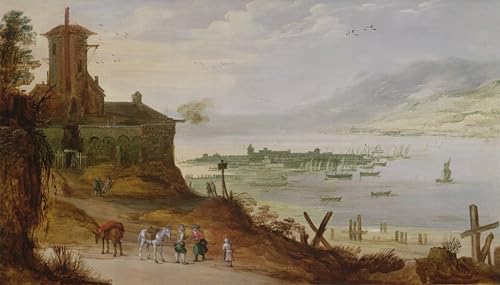 Art Tableau Ville à flanc de colline sur toile de maître Joos De Momper 60x90cm d'exception