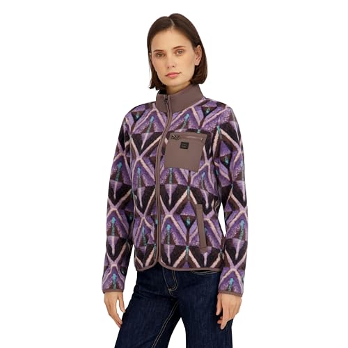 Billabong Ladies Sherpa Bonded Tie Dye Polar Fleece Jacket Dk Brown S