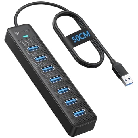 PHIXERO 7-Port USB Hub with Power Port Cover