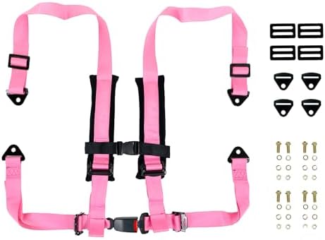 4 Point Safety Harness For UTV/Side By Side | Adjustable For All Ages and Sizes (Pink)