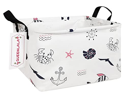 Queenlala Rectangular Laundry Hamper/Foldable Nursery Laundry Basket For Organizing/Storage Bin Baskets/Children Toy Office Bedroom/Toy Bin Closet Shelf Baskets (Rec-Sea World) #TOP10