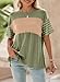 Dokotoo Short Sleeve Shirts Womens Tops Cute 2025 Summer Trendy Striped Outfits Crew Neck Business Casual Loose Fit Oversized Shirts Basic Tee Color Block Tops Women's Blouses Fern Green XX-Large