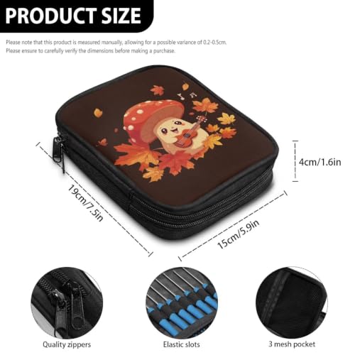 Image of Vanideaoty Autumn Crochet Hook Case Leaf Portable Knitting Needle Case | with Web Pockets, Swing Crochet Hooks Accessories, Thanksgiving Home Gifts
