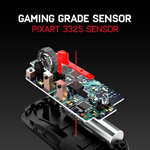 Image of Redgear X12 v2 Wired Gaming Mouse with RGB & Macro Customization, Upto 10k DPI, 6 programmable Buttons, 20 Million clicks, Pixart 3325 Sensor and Pure PTFE White Skates(Black)