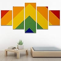 SIGNWIN 5 Panel Canvas Wall Art Geometrical Patterns for Home Decorations Ready to Hang - 60