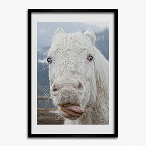 Tableau cadre en bois 50x70 cm Tulup avec affiche de peinture moderne de cheval blanc
