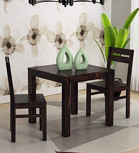 Image of JEENWOOD Solid Wood Dining Table 2 Seater | Dining Table with 2 Chairs | Dining Room Furniture | Sheesham Wood, Warm Chestnut Finish - Brown