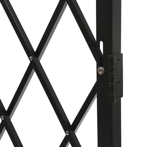 Single Folding Security Gate, 4.27'H x5.45'W Folding Door Gate, Iron Accordion Security Gate, Flexible Expanding Security Gate, 360° Rolling Barricade Gate, Scissor Gate or Door with Padlock