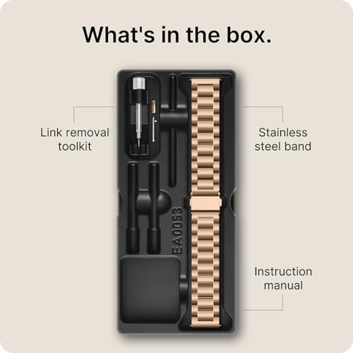 Image of Fullmosa 20mm Stainless Steel Watch Band, Quick Release Metal Replacement Strap with Removable Links, Includes Spring Bars & Link Removal Tool for Men Women (Rose Gold)