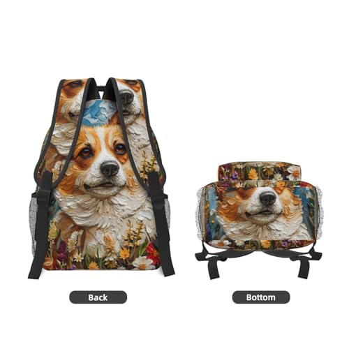 Sac à dos pour ordinateur portable Corgi Noir taille unique polyvalent
