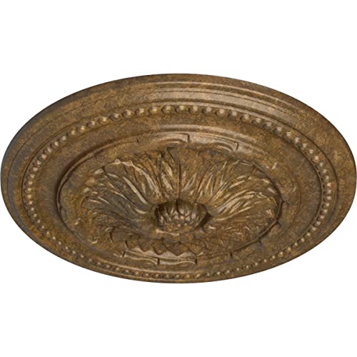 Image of Ekena Millwork CM15CHRZS 15 3 /4 inchOD x 1 7 /8 inchP Chester Ceiling Medallion, Rubbed Bronze